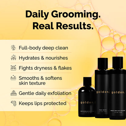Golden Grooming The Unbearded Bundle — Clean Face & Fresh Skin Essentials for Black Men