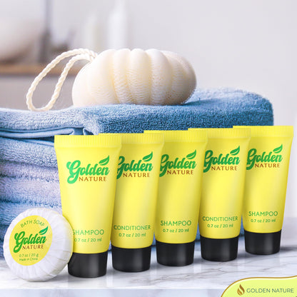 Golden Nature Travel Size Soap, Shampoo & Conditioner Set - Jasmine, 0.7 oz Each | 150 Pcs | 3-Piece Kit