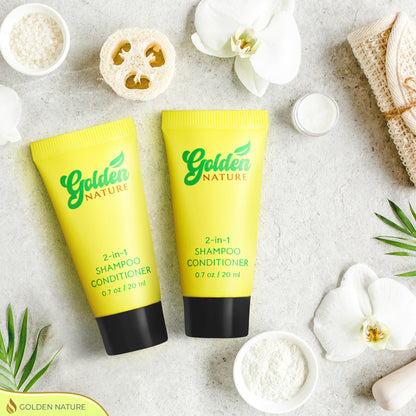 Golden Nature Travel-Size 2-in-1 Jasmine Shampoo & Conditioner - 0.7 oz, 100-Pack Bulk Hotel Toiletries