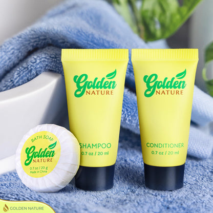 Golden Nature Travel Size Soap, Shampoo & Conditioner Set - Jasmine, 0.7 oz Each | 150 Pcs | 3-Piece Kit