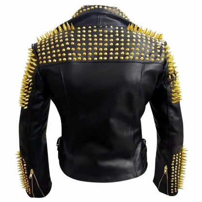 Men’s Studded Black Leather Motorcycle Jacket