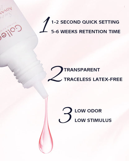 GOLLEEPRO Transparent Lash Glue – 1–2s Fast-Drying Eyelash Extension Adhesive | Clear Pink, 0.17 fl oz (5 ml) | Professional Use Only