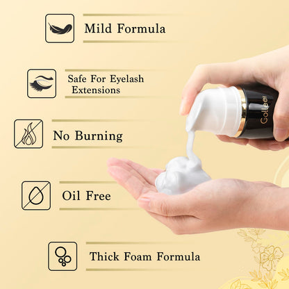 GOLLEEPRO Lash Shampoo – 100 ml Eyelash Extension Cleanser with Brush (Paraben & Sulfate Free)