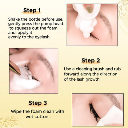 GOLLEEPRO Lash Shampoo – 100 ml Eyelash Extension Cleanser with Brush (Paraben & Sulfate Free)