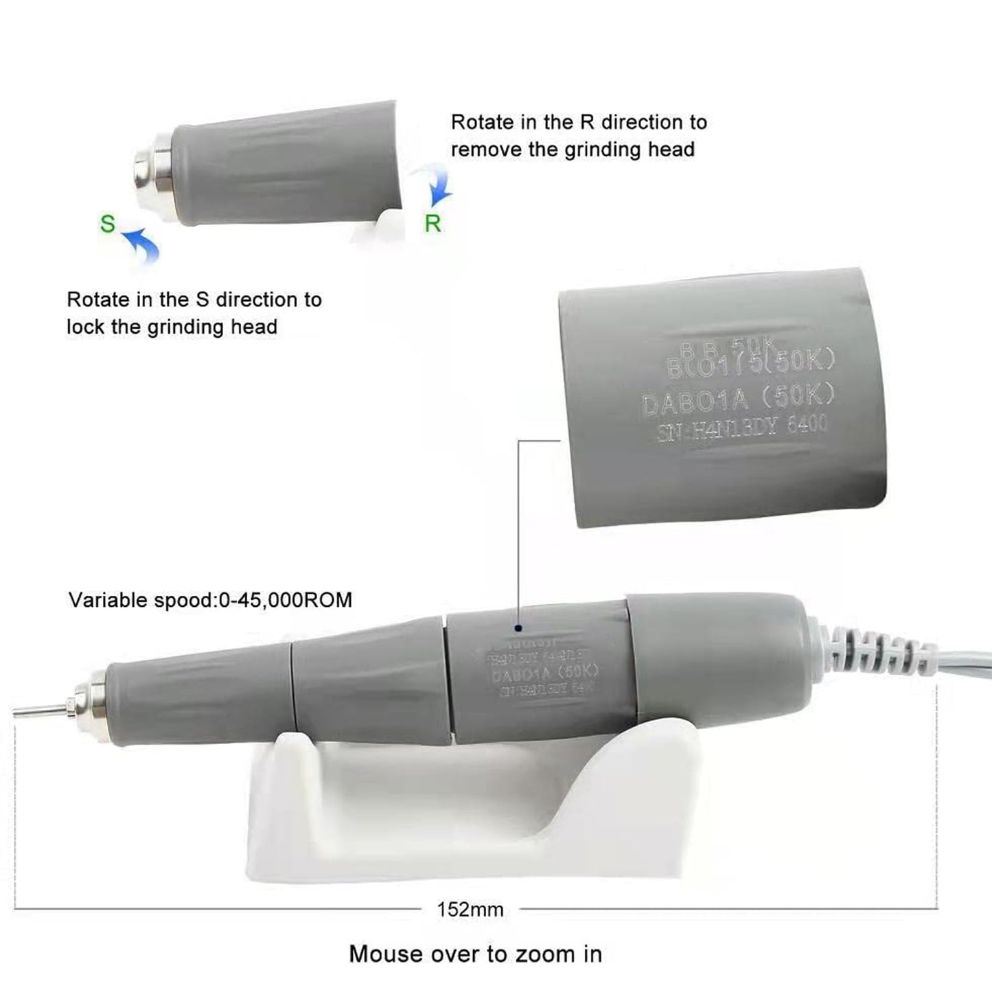 Goluao Nail Drill-210 Polishing Machine – High Torque, 0-45,000 RPM for Teeth, Lab, Jewelry & More
