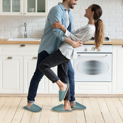 GONG GONG 6 Pairs Non Slip Disposable Slippers – Crystal Velvet, Closed Toe, Washable & Reusable (Blue, Adults)