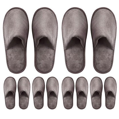 GONG GONG 6 Pairs Non-Slip Disposable Slippers | Crystal Velvet, Washable & Reusable