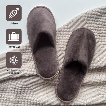 GONG GONG 6 Pairs Non-Slip Disposable Slippers | Crystal Velvet, Washable & Reusable