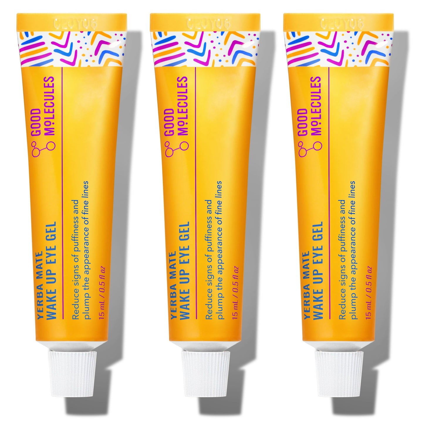 Good Molecules Yerba Mate Wake Up Eye Gel Pack 3 – 15 ml Each | Hydrating Under-Eye Gel with Hyaluronic Acid & Caffeine