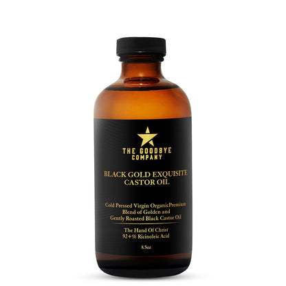 The Goodbye Company Black & Gold Castor Oil Blend – Cold-Pressed, Hexane-Free, Unrefined for Hair, Skin, Eyelashes & Eyebrows
