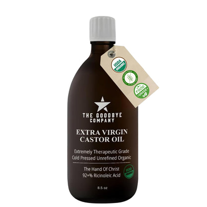 Goodbye Company USDA Organic Cold-Pressed Castor Oil – 8.5 oz Glass, Hexane-Free, Small Batch