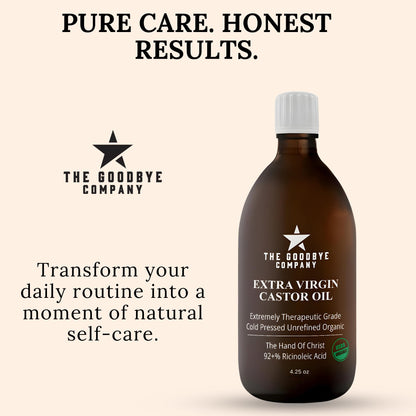 Goodbye Company USDA Organic Cold-Pressed Castor Oil – 8.5 oz Glass, Hexane-Free, Small Batch