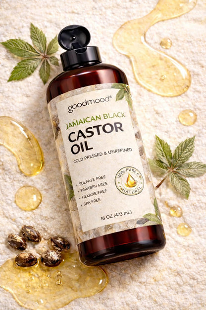 GOODMOOD Jamaican Black Castor Oil 16 oz – Organic Cold-Pressed, Pure Castor Oil for Hair & Skin