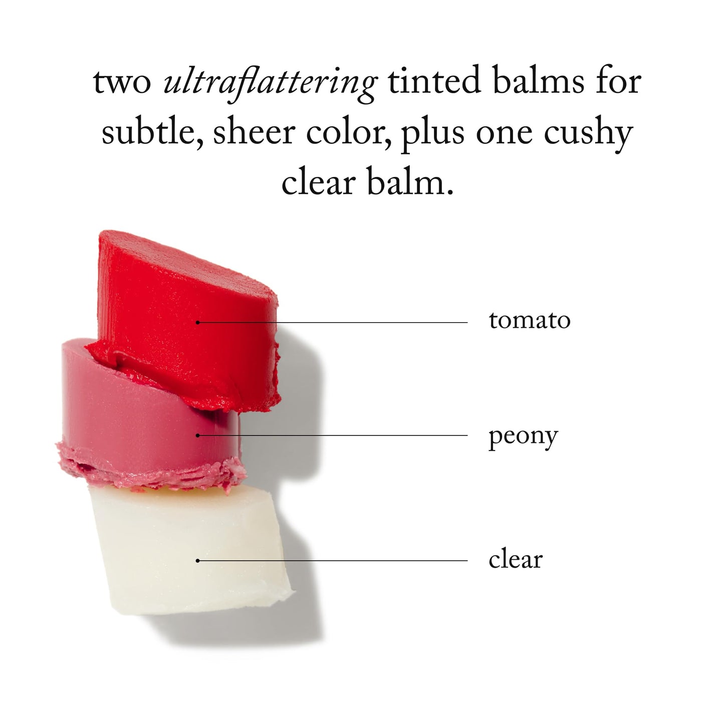 Goop Beauty Lip Balm Trio — Clean, Petroleum-Free Lip Care in Clear, Peony, Tomato | 0.16 oz Each