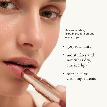 Goop Beauty Lip Balm Trio — Clean, Petroleum-Free Lip Care in Clear, Peony, Tomato | 0.16 oz Each