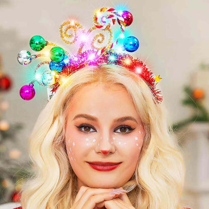 GORTIN Light Up Christmas Ball Headband - LED Candy Cane Holiday Hair Accessory