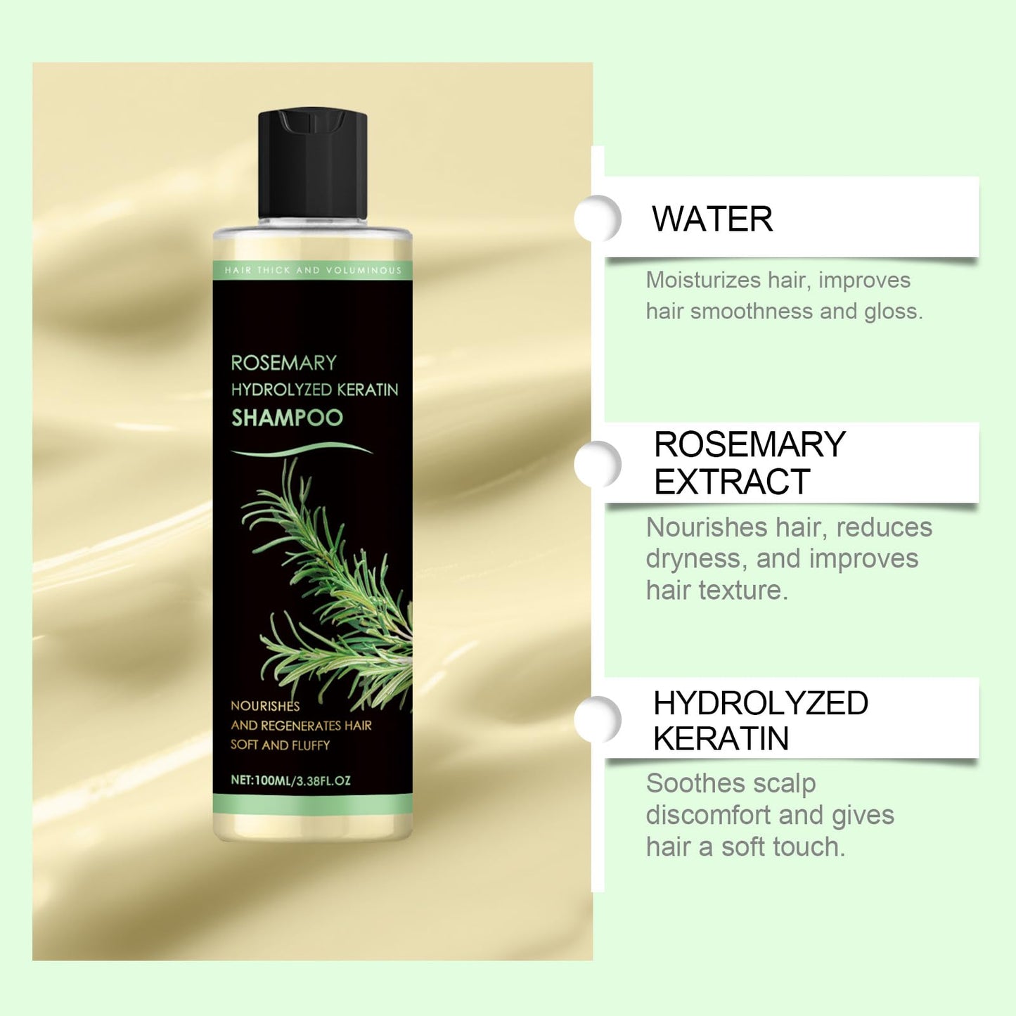 Goswar Organic Rosemary Hair Growth Shampoo with Hydrolyzed Keratin – Thicker, Stronger Hair for All Hair Types