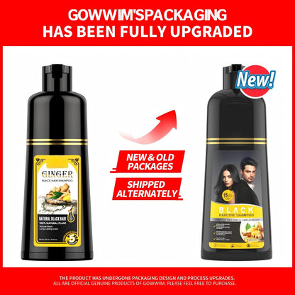 Gowwim Ginger Black Semi-Permanent Hair Dye Shampoo – Quick 5-Min Color, 500ml