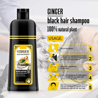 Gowwim Ginger Black Semi-Permanent Hair Dye Shampoo – Quick 5-Min Color, 500ml