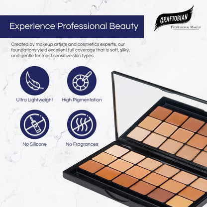 Graftobian HD Glamour Creme Foundation Warm Super Palette – 18 Warm Shades