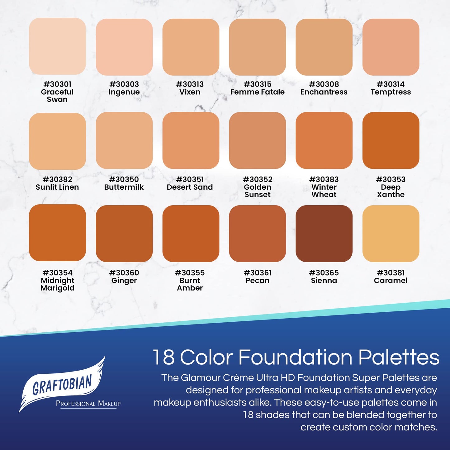 Graftobian HD Glamour Creme Foundation Warm Super Palette – 18 Warm Shades