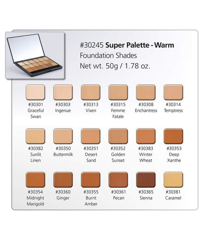 Graftobian HD Glamour Creme Foundation Warm Super Palette – 18 Warm Shades