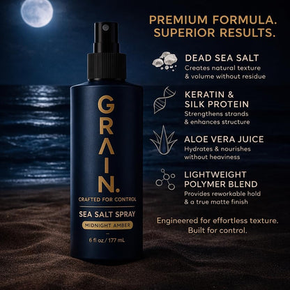 Grain Sea Salt Spray for Men — Texturizing, Volumizing Hair Spray with Lightweight Hold | 6oz/177mL