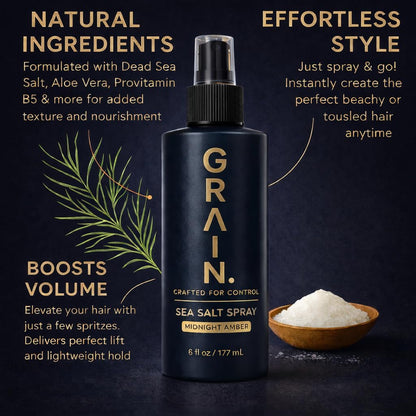 Grain Sea Salt Spray for Men — Texturizing, Volumizing Hair Spray with Lightweight Hold | 6oz/177mL