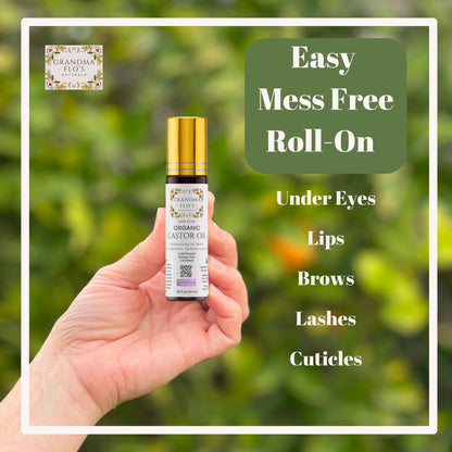 Grandma Flo's Naturals Pure Organic Castor Oil Roll-On – Lips, Brows, Lashes (10ml) Hexane Free