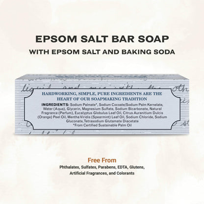 The Grandpa Soap Company Epsom Salt Bar Soap – Deep Cleansing, Vegan, 3 Pack (4.25 oz each)