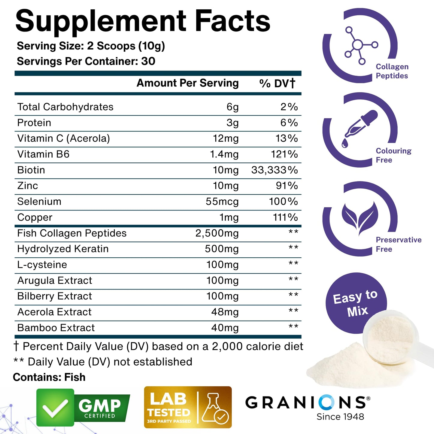 Granions Hair Growth Powder – Strength, Thickness & Density for Women & Men
