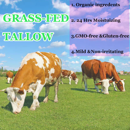 Grass-fed Beef Tallow Cream with Castor Oil & Frankincense — 60g Organic Moisturizer for Face, Body & Hands