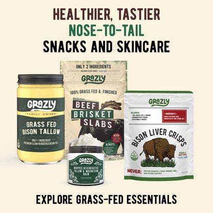 Grazly Whipped Bison Tallow Balm with Manuka Honey – Rose Geranium, Grass-Fed Moisturizer