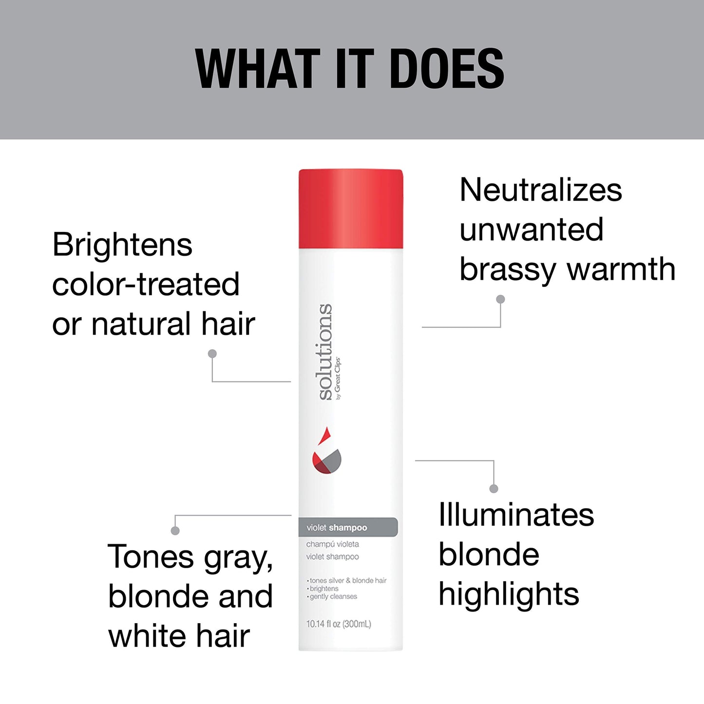 GREAT CLIPS Solutions Violet Shampoo, 10oz | Toning Shampoo for Blonde, Gray & White Hair