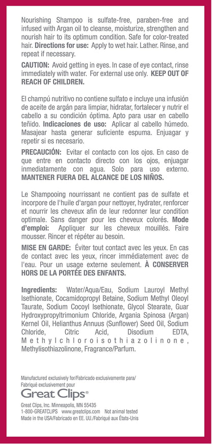 GREAT CLIPS Nourishing Shampoo with Argan Oil – Sulfate Free, 10oz, Color-Safe