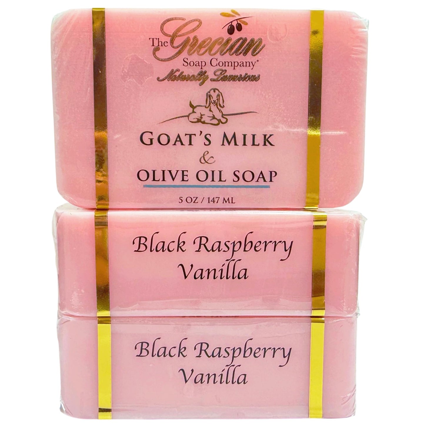 Grecian Goat Milk & Olive Oil Soap Bar 3-Pack – Black Raspberry Vanilla, Made in USA