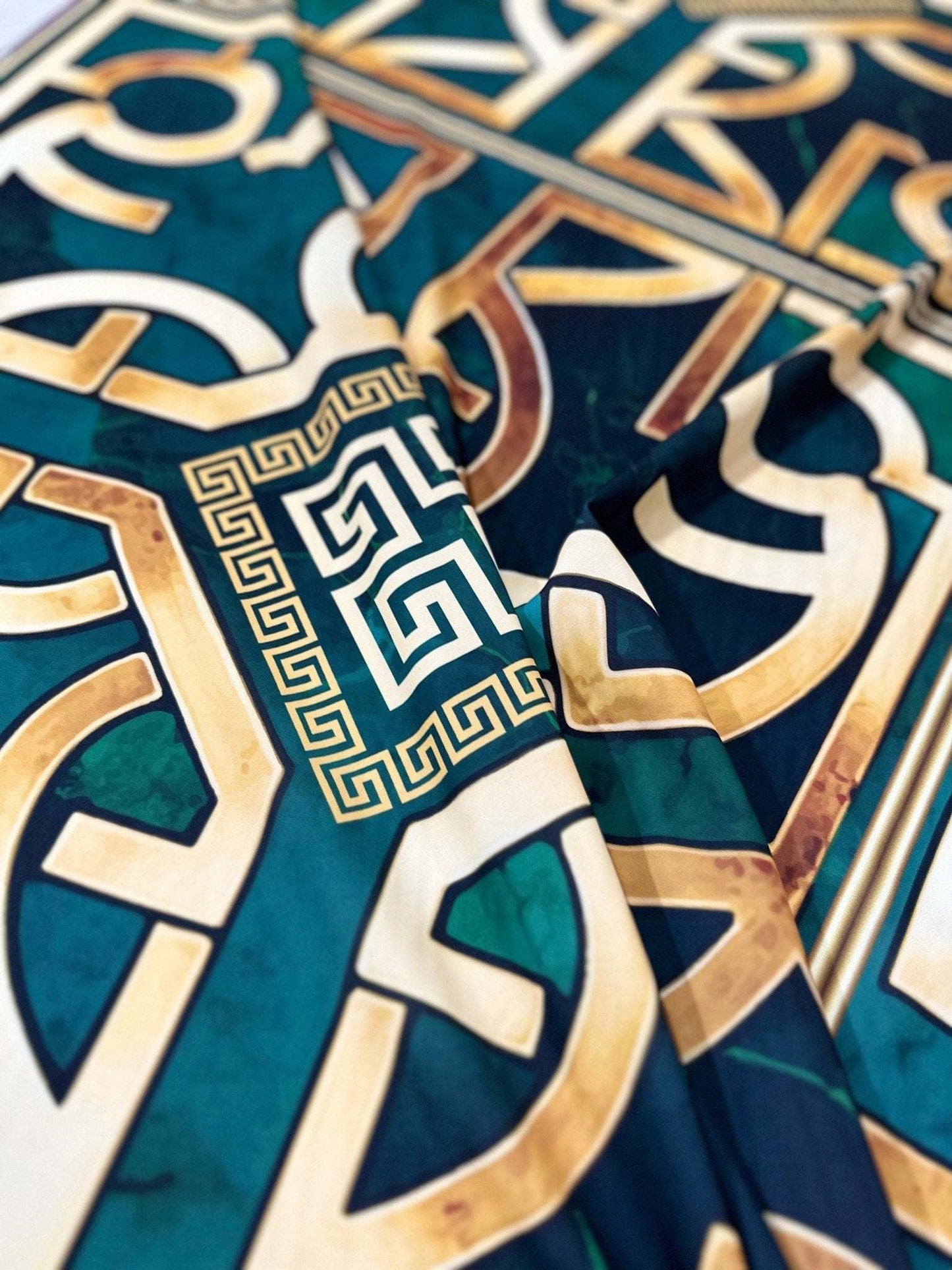 Green Gold Crepe Silky Fabric by Metre