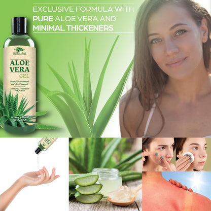 Green Leaf Naturals Amazing Aloe Vera Gel – 12oz Pure, Freshly Cut, Unscented