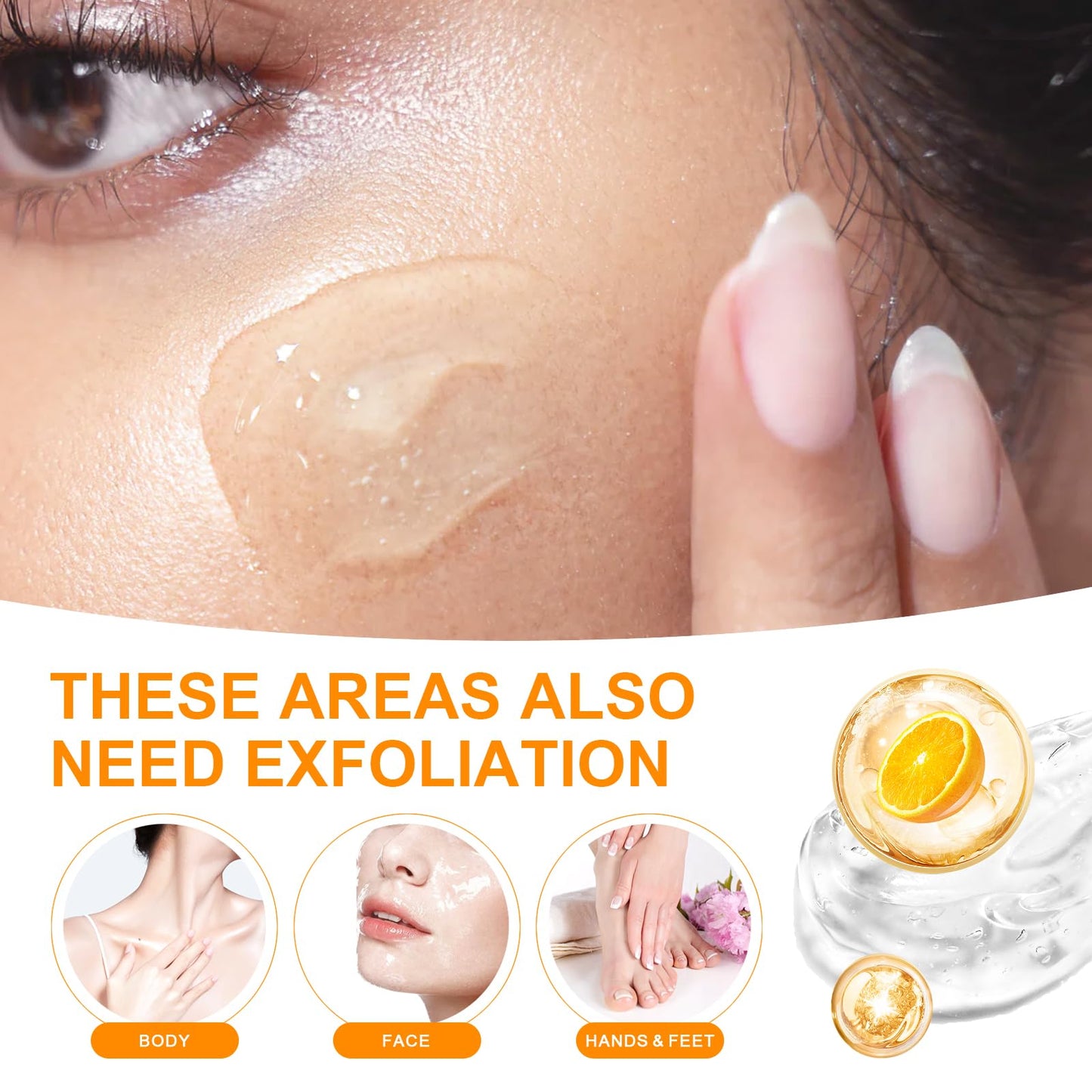 Green Tomato Orange Exfoliating Gel – 2Pcs Face & Body Scrub for Deep Pore Cleansing