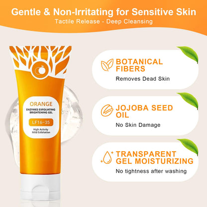 Green Tomato Orange Exfoliating Gel – 2Pcs Face & Body Scrub for Deep Pore Cleansing