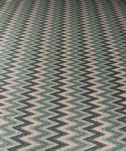 Green Zigzag Pattern Gold Lurex Fabric by the Metre