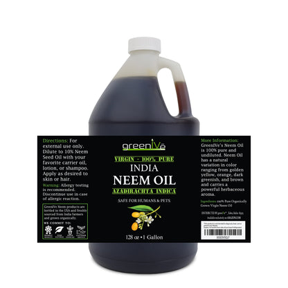 GreenIVe 100% Pure Neem Oil Bulk — Cold-Pressed, Hexane-Free, 1 Gallon (128 fl oz)