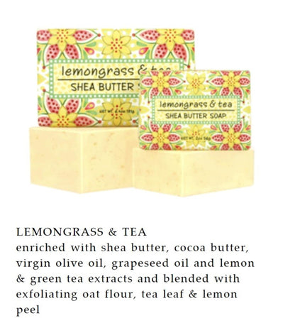 Greenwich Bay Trading Co Lemongrass & Tea Shea Butter Soap — Set of 3 Bars (6.4 oz each)