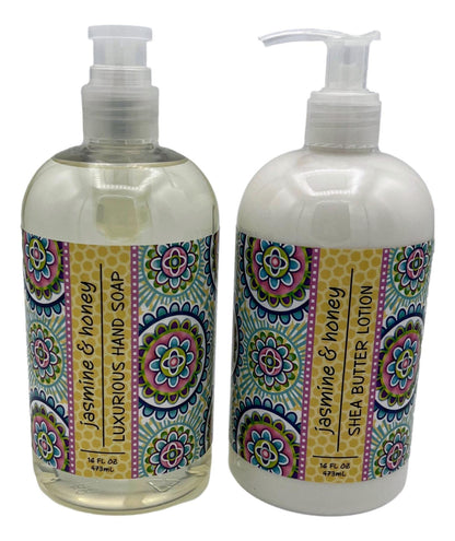 Greenwich Bay Trading Co Jasmine & Honey Hand Soap & Shea Butter Lotion Set – 16 oz Each