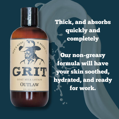 GRIT Goat Milk Body Lotion Outlaw - All Natural, Dye-Free, 8 oz