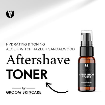 GROOM After Shave Toner for Men | Soothing, Pore-Tightening Formula with Aloe, Sandalwood, Chamomile & Vitamins A+E | 2 oz