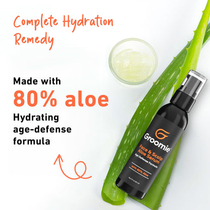 Groomie Face & Scalp Aloe Vera Serum — Hydrating, Soothing, Lightweight Skincare