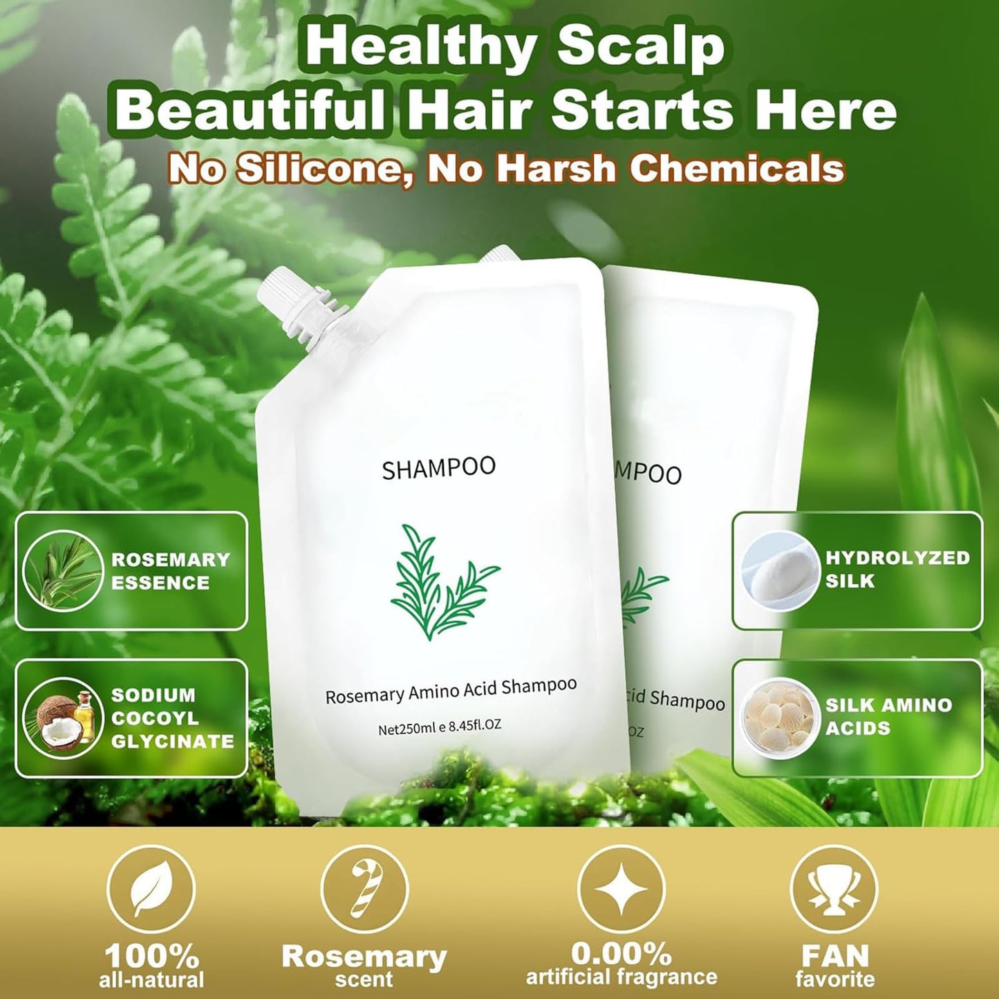 Grospe Rosemary Amino Acid Shampoo – Hair Regrowth, Frizz Reduction & Scalp Nourishment | 250ml