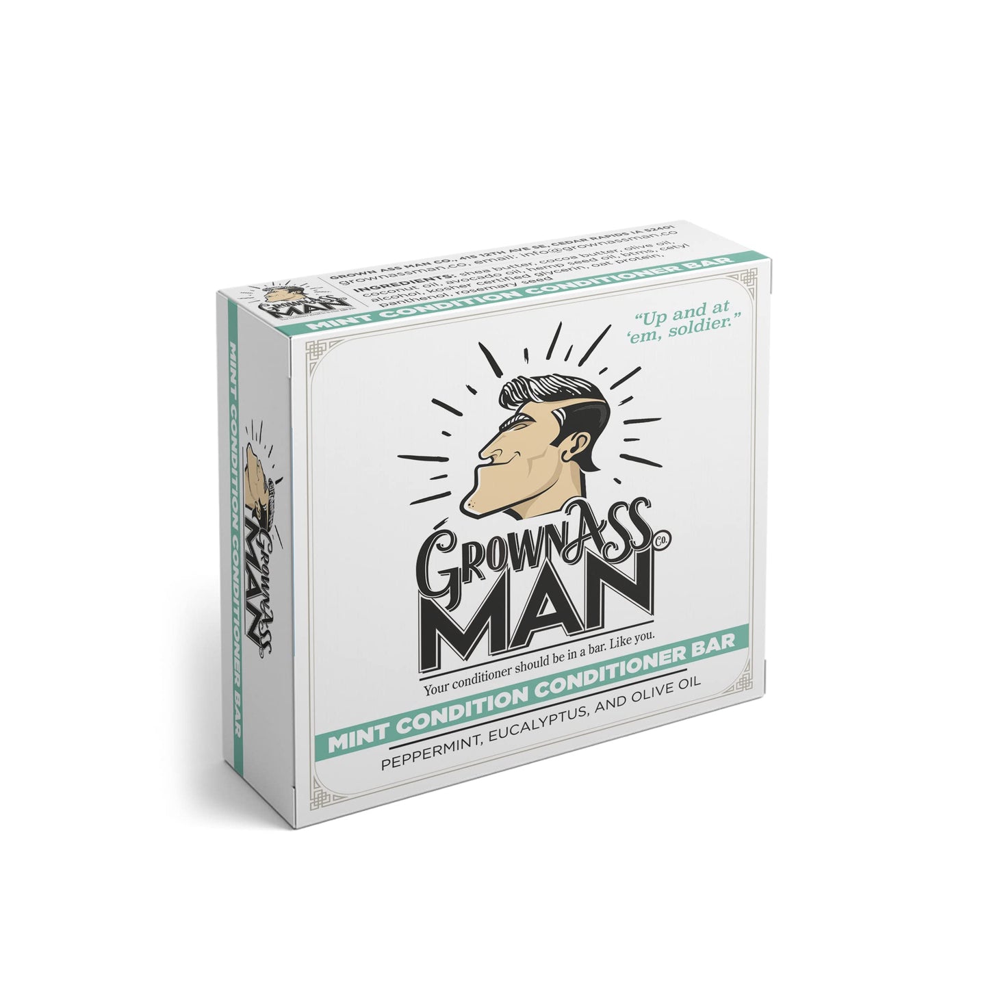 Grown Ass Man Co. Full Bath Bundle For Men - Mint Condition Shampoo Bar, Conditioner Bar & Body Bar (Plastic Free & Vegan)