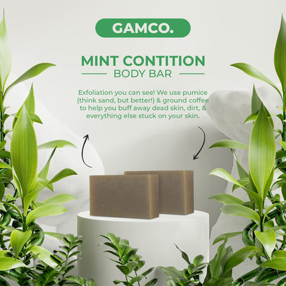 Grown Ass Man Co. Full Bath Bundle For Men - Mint Condition Shampoo Bar, Conditioner Bar & Body Bar (Plastic Free & Vegan)